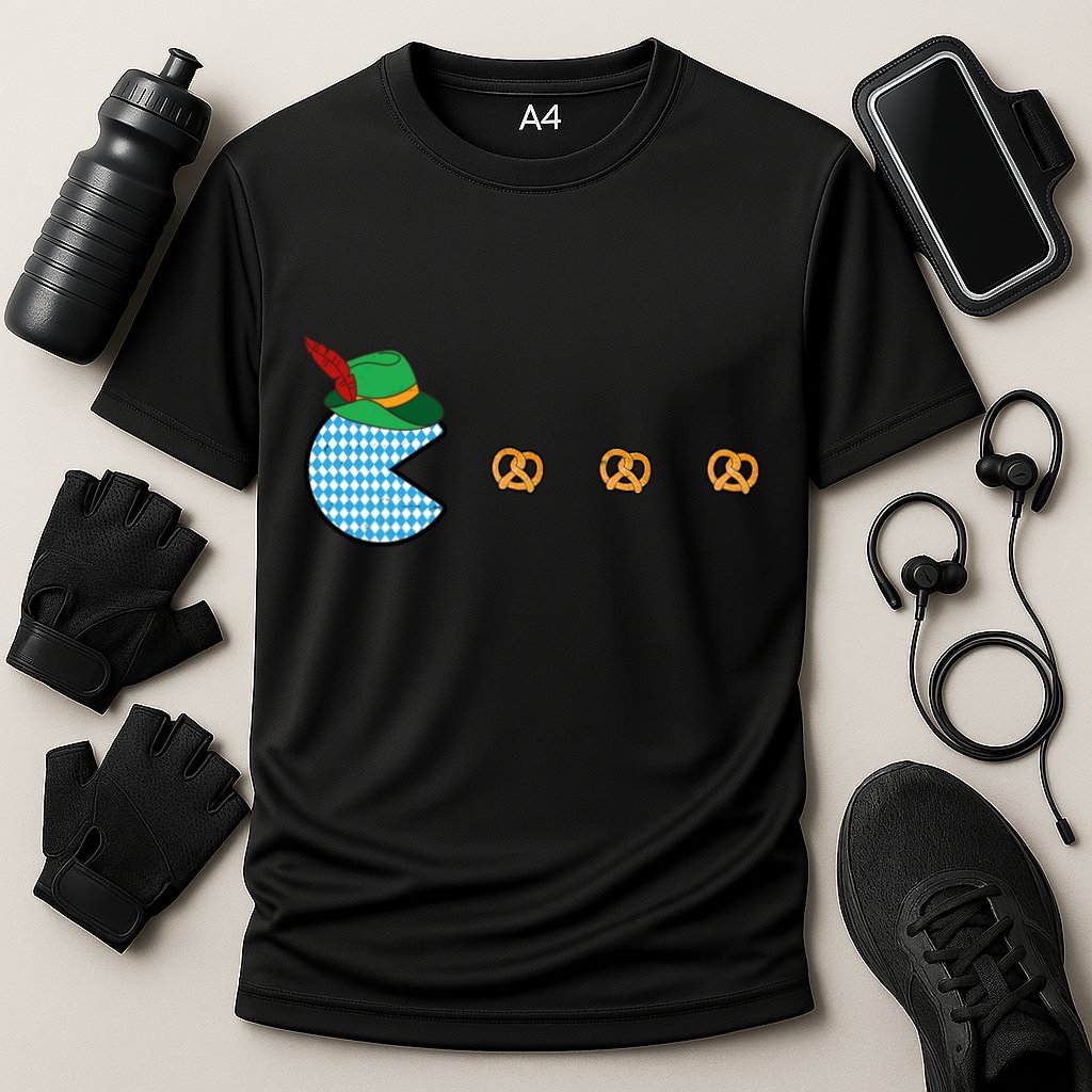 Oktoberfest Video Game Eating Pretzels Retro Gamer Cooling Performance Crew T-Shirt