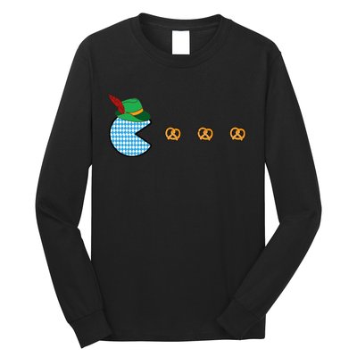 Oktoberfest Video Game Eating Pretzels Retro Gamer Long Sleeve Shirt