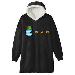 Oktoberfest Video Game Eating Pretzels Retro Gamer Hooded Wearable Blanket