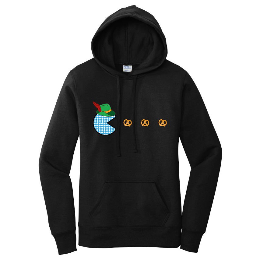 Oktoberfest Video Game Eating Pretzels Retro Gamer Women's Pullover Hoodie