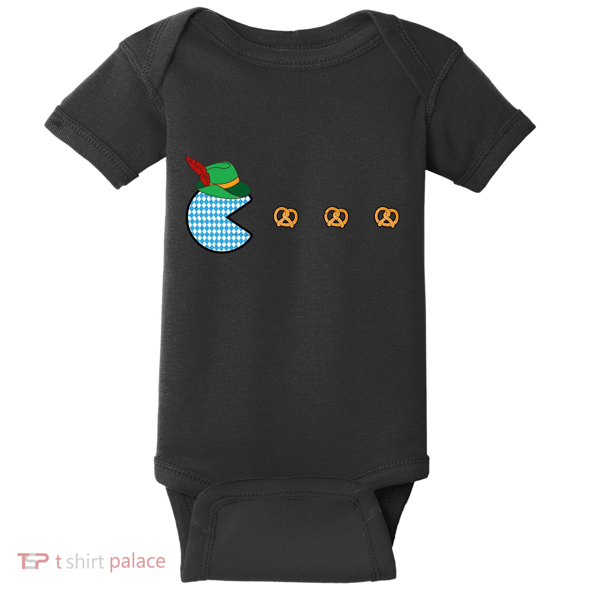 Oktoberfest Video Game Eating Pretzels Retro Gamer Baby Bodysuit