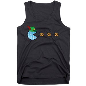 Oktoberfest Video Game Eating Pretzels Retro Gamer Tank Top