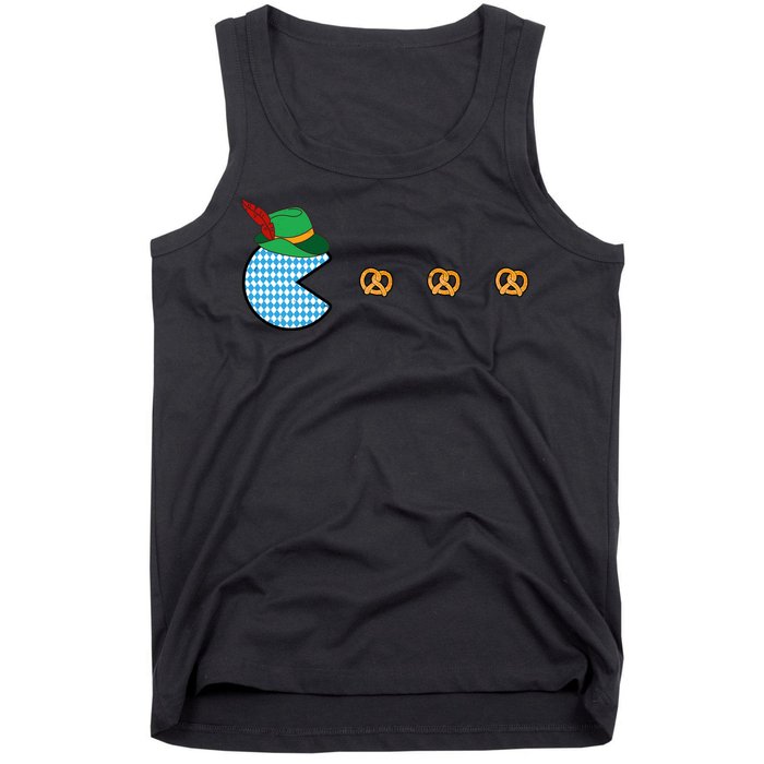 Oktoberfest Video Game Eating Pretzels Retro Gamer Tank Top