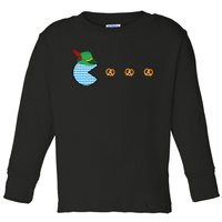 Oktoberfest Video Game Eating Pretzels Retro Gamer Toddler Long Sleeve Shirt