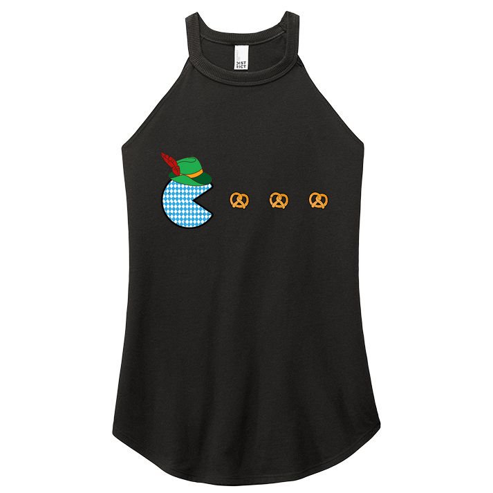 Oktoberfest Video Game Eating Pretzels Retro Gamer Women's Perfect Tri Rocker Tank