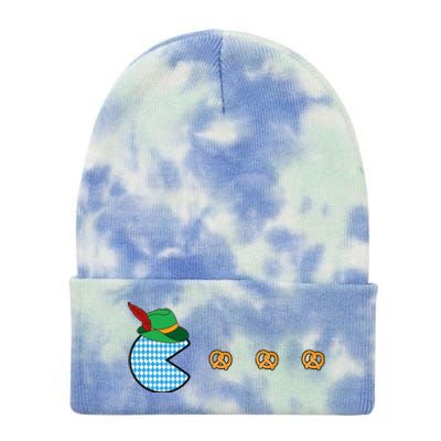 Oktoberfest Video Game Eating Pretzels Retro Gamer Tie Dye 12in Knit Beanie