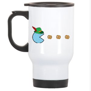 Oktoberfest Video Game Eating Pretzels Retro Gamer Stainless Steel Travel Mug