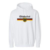 Oktoberfest Vintage German Flag Coat Of Arms Banner Crest Garment-Dyed Fleece Hoodie