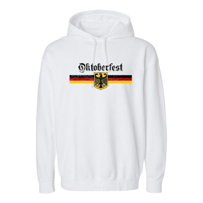 Oktoberfest Vintage German Flag Coat Of Arms Banner Crest Garment-Dyed Fleece Hoodie