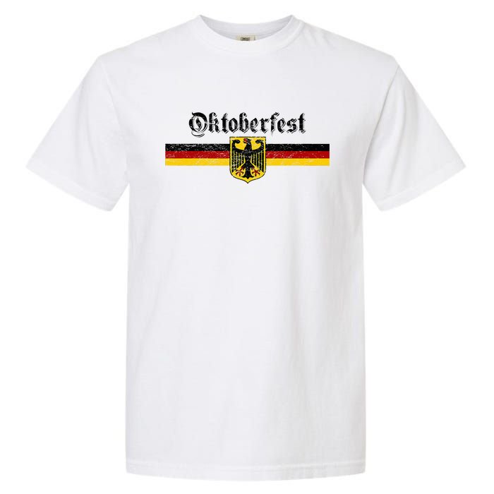 Oktoberfest Vintage German Flag Coat Of Arms Banner Crest Garment-Dyed Heavyweight T-Shirt