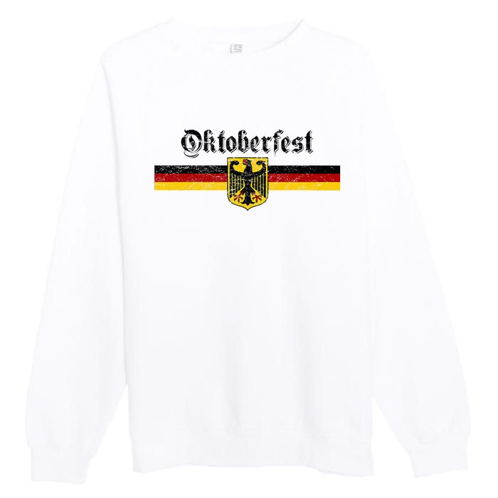 Oktoberfest Vintage German Flag Coat Of Arms Banner Crest Premium Crewneck Sweatshirt