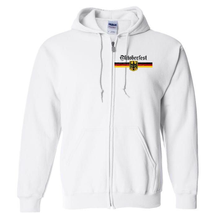 Oktoberfest Vintage German Flag Coat Of Arms Banner Crest Full Zip Hoodie