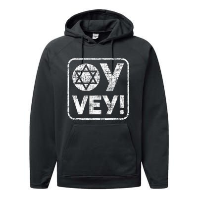 Oy Vey Jewish Jews Israelites Hashana Star Of David Performance Fleece Hoodie