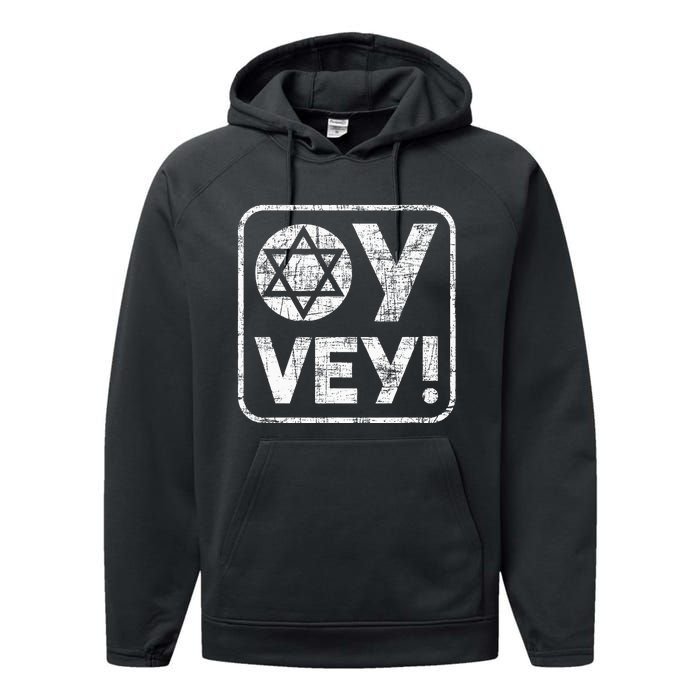 Oy Vey Jewish Jews Israelites Hashana Star Of David Performance Fleece Hoodie