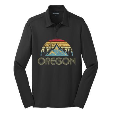 Oregon Vintage Mountains Nature Hiking Silk Touch Performance Long Sleeve Polo