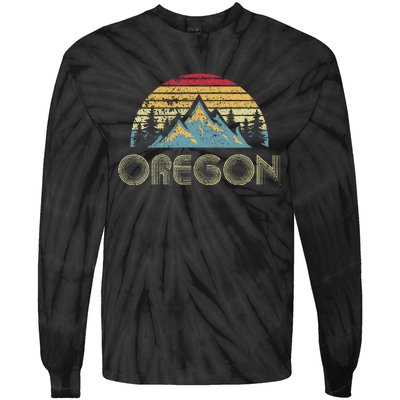 Oregon Vintage Mountains Nature Hiking Tie-Dye Long Sleeve Shirt