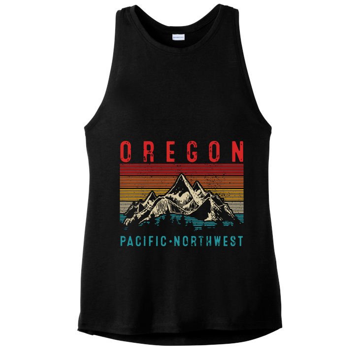 Oregon Vintage Mountains Hiking Pacific Northwest Pnw Gift Ladies PosiCharge Tri-Blend Wicking Tank