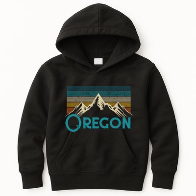 Oregon Vintage Mountains Retro Hiking Souvenir Gift Kids Hoodie