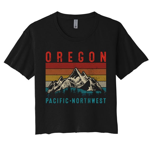 Oregon Vintage Mountains Hiking Pacific Northwest Pnw Gift Funny Gift Women's Crop Top Tee