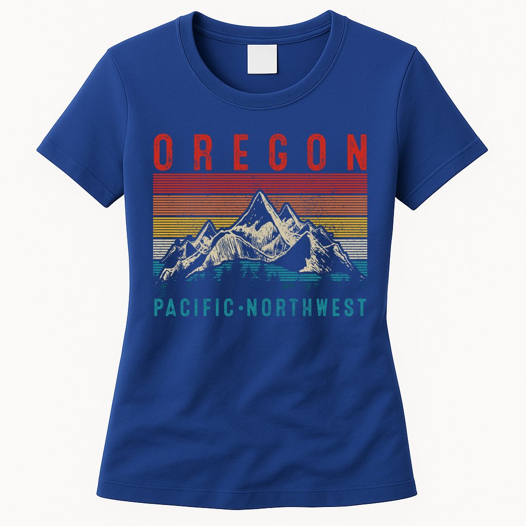 Oregon Vintage Mountains Hiking Pacific Northwest Pnw Gift Funny Gift Womens T-Shirt