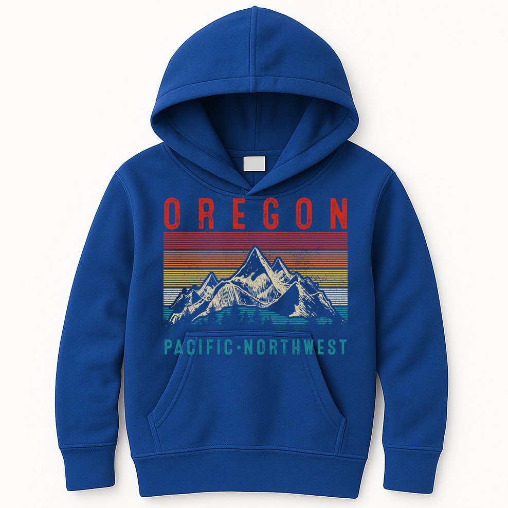 Oregon Vintage Mountains Hiking Pacific Northwest Pnw Gift Funny Gift Kids Hoodie