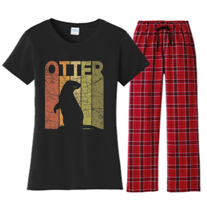 Otter Vintage Otter Lover Retro Sea Otter Women's Flannel Pajama Set