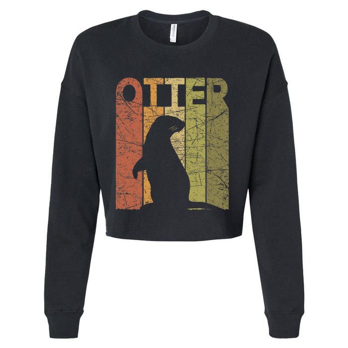 Otter Vintage Otter Lover Retro Sea Otter Cropped Pullover Crew