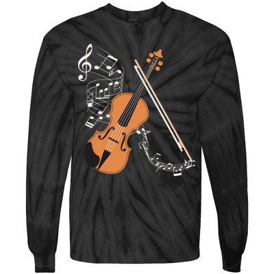 Orchestra Violin Player Gift Musical Instrument Violin Tie-Dye Long Sleeve Shirt
