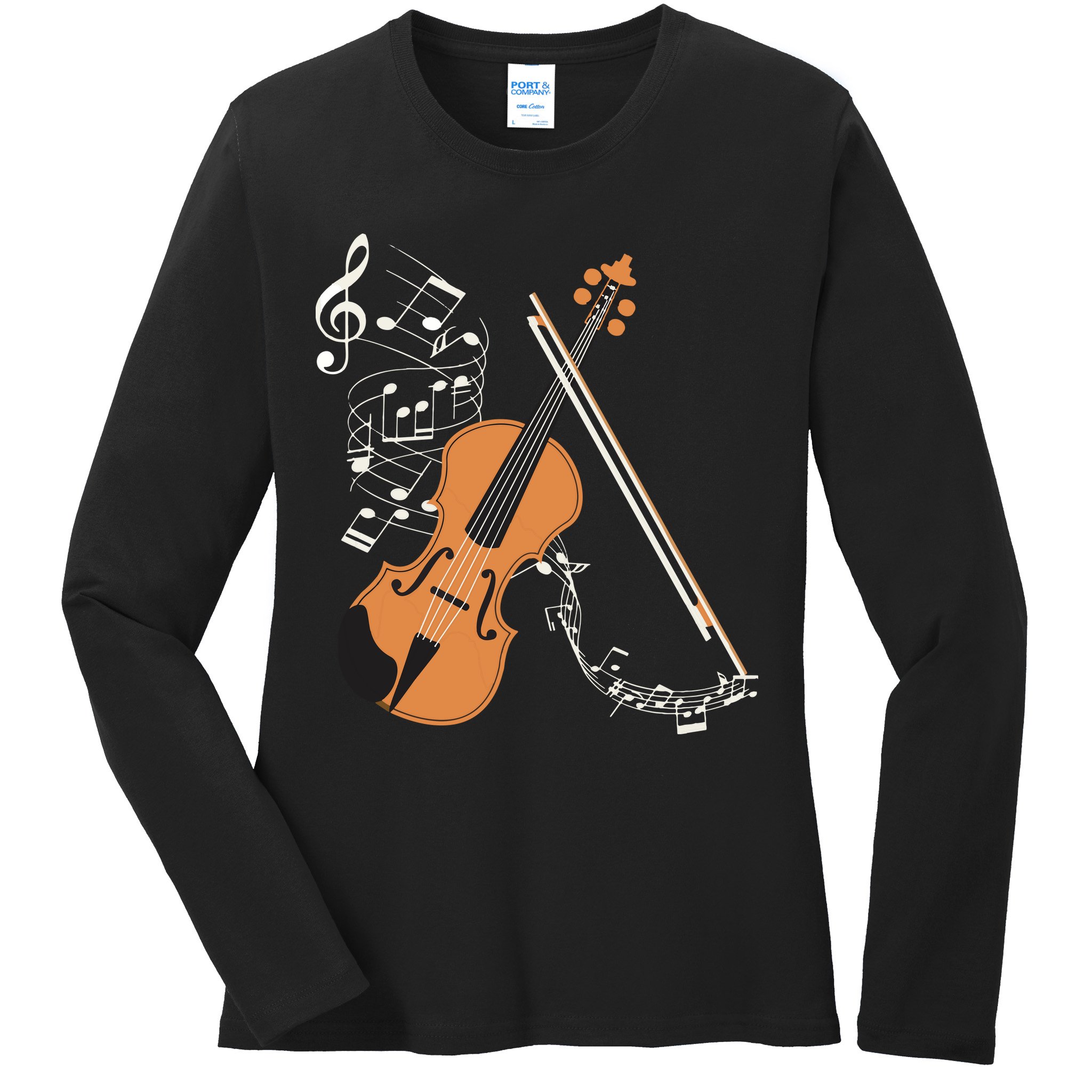Orchestra Violin Player Gift Musical Instrument Violin Ladies Long Sleeve Shirt