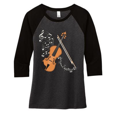 Orchestra Violin Player Gift Musical Instrument Violin Women's Tri-Blend 3/4-Sleeve Raglan Shirt