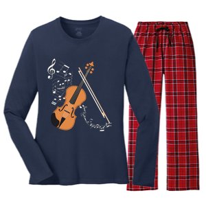 Orchestra Violin Player Gift Musical Instrument Violin Women's Long Sleeve Flannel Pajama Set 