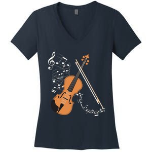 Orchestra Violin Player Gift Musical Instrument Violin Women's V-Neck T-Shirt