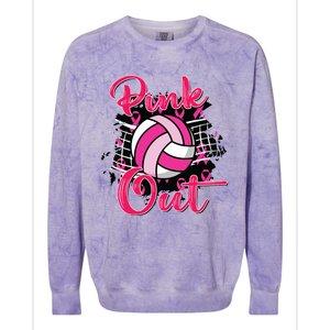 Out Volleyball Ribbon Breast Cancer Awareness Colorblast Crewneck Sweatshirt