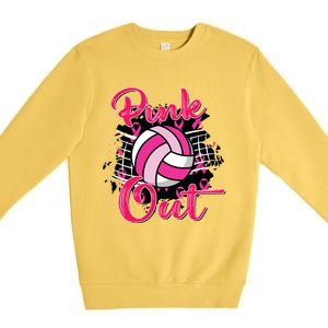 Out Volleyball Ribbon Breast Cancer Awareness Premium Crewneck Sweatshirt