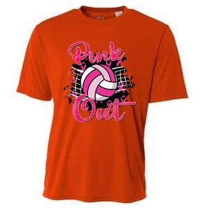 Out Volleyball Ribbon Breast Cancer Awareness Cooling Performance Crew T-Shirt