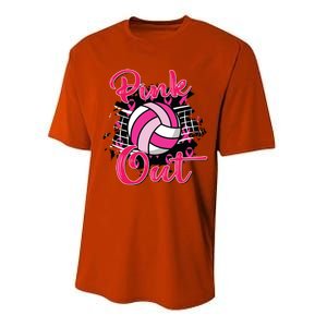 Out Volleyball Ribbon Breast Cancer Awareness Performance Sprint T-Shirt