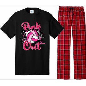 Out Volleyball Ribbon Breast Cancer Awareness Pajama Set