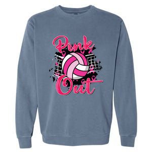 Out Volleyball Ribbon Breast Cancer Awareness Garment-Dyed Sweatshirt