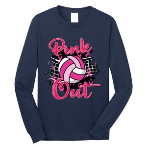 Out Volleyball Ribbon Breast Cancer Awareness Long Sleeve Shirt