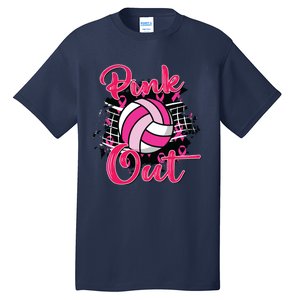 Out Volleyball Ribbon Breast Cancer Awareness Tall T-Shirt