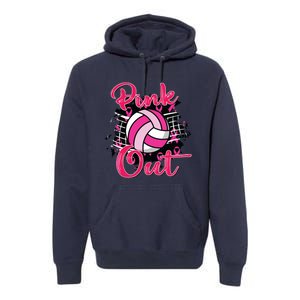 Out Volleyball Ribbon Breast Cancer Awareness Premium Hoodie