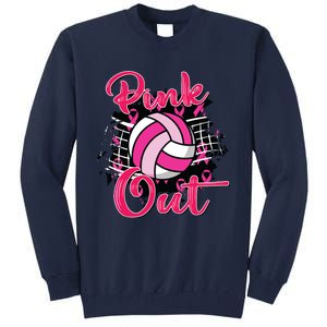 Out Volleyball Ribbon Breast Cancer Awareness Tall Sweatshirt