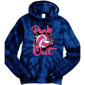 Out Volleyball Ribbon Breast Cancer Awareness Tie Dye Hoodie