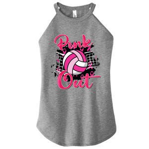 Out Volleyball Ribbon Breast Cancer Awareness Women's Perfect Tri Rocker Tank