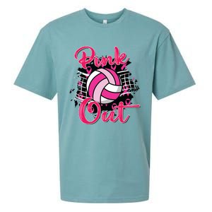 Out Volleyball Ribbon Breast Cancer Awareness Sueded Cloud Jersey T-Shirt