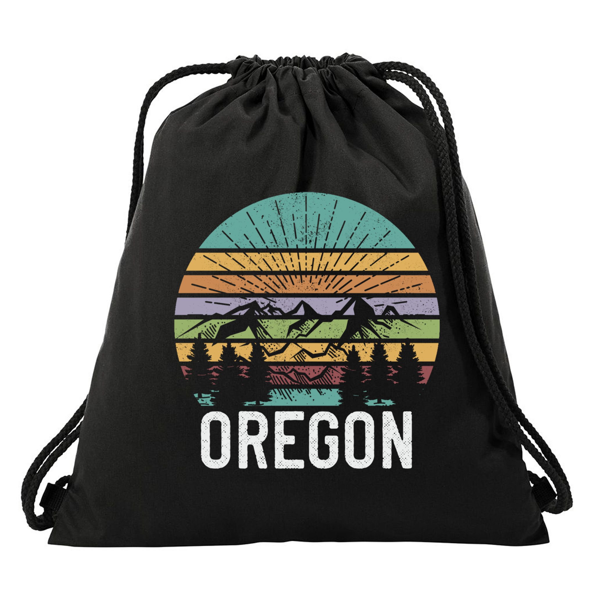 Oregon Vintage Retro Mountain 70's 80's Camping Ski Gift Drawstring Bag