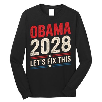 Obama Vintage Retro Patriotic 2028 Political Protest Rally Long Sleeve Shirt