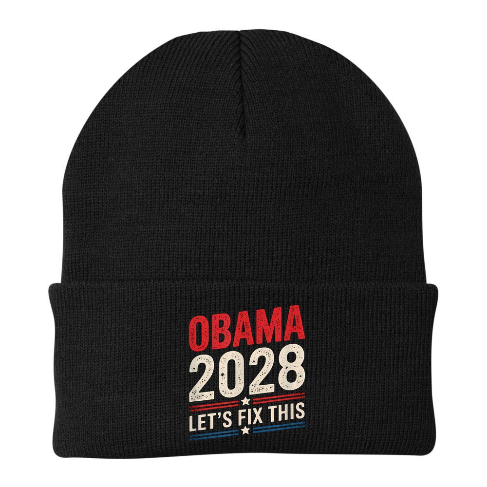 Obama Vintage Retro Patriotic 2028 Political Protest Rally Beanie
