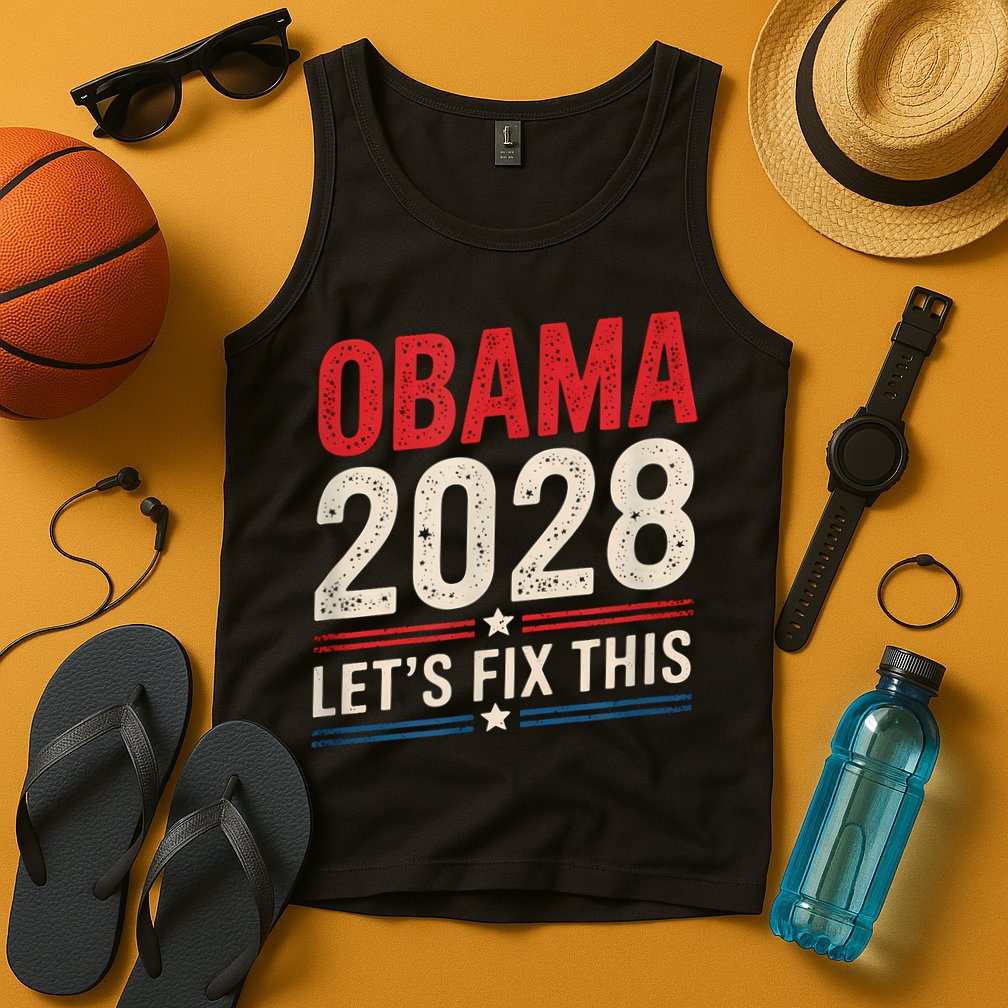 Obama Vintage Retro Patriotic 2028 Political Protest Rally Tank Top