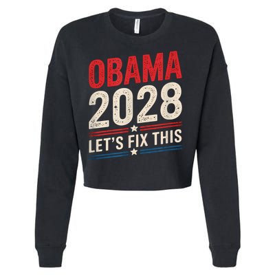 Obama Vintage Retro Patriotic 2028 Political Protest Rally Cropped Pullover Crew